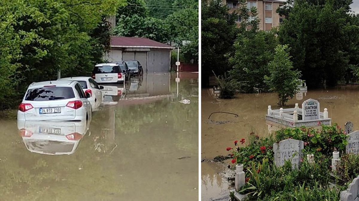 Kastamonu'nun Cide ilçesinde şiddetli yağış nedeniyle evler su altında kaldı