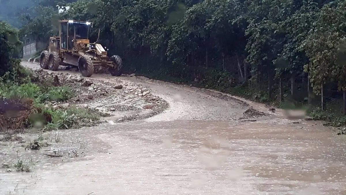 Ünye\'de Sağanak Sonucu Yollar ve Tarım Arazileri Zarar Gördü