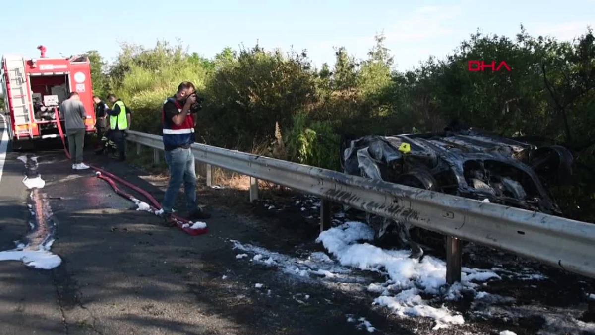 TEKİRDAĞ\'ın Ergene ilçesinde otomobil alev yandı, sürücü hayatını kaybetti