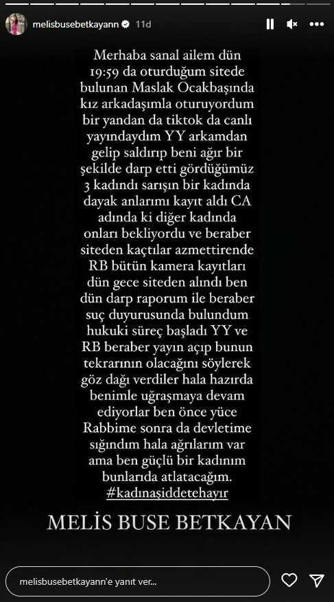 Melis Buse Betkayan, canlı yayın yaptığı esnada şiddete maruz kaldı