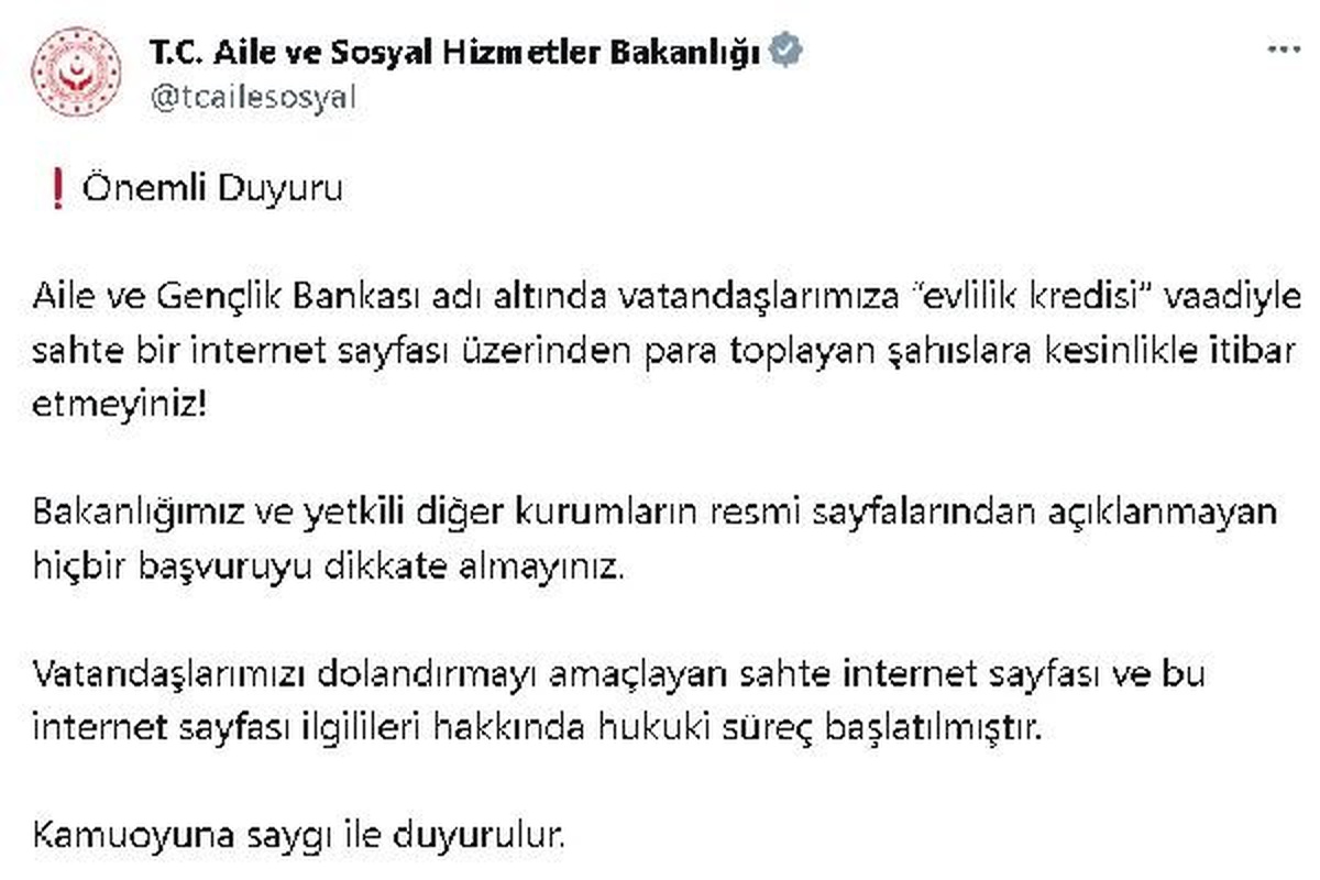 Aile ve Gençlik Bankası Dolandırıcılığına Dikkat!