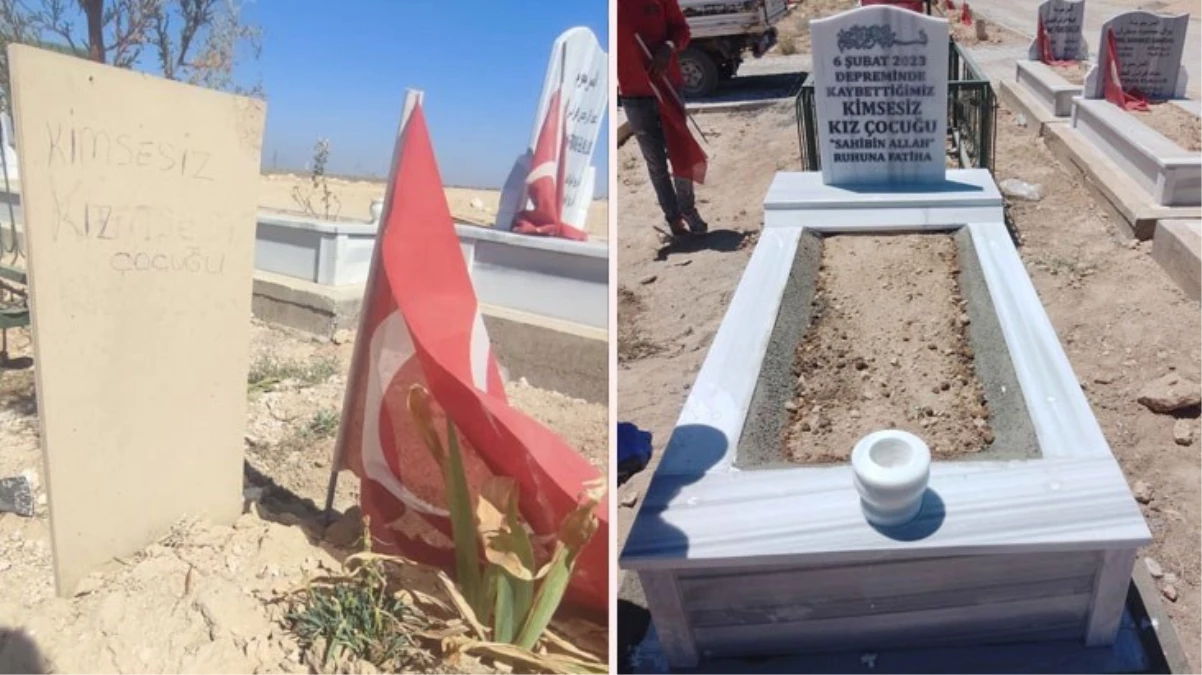 Bir hayırsever, depremde hayatını kaybeden kimsesiz çocuğun mezarını yaptırdı! Taşa yazılan "Sahibin Allah" sözü göz doldurdu