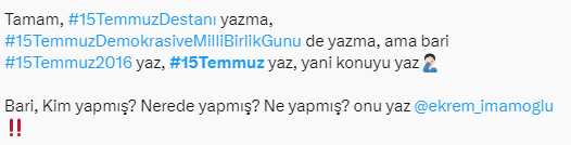 İBB'nin 15 Temmuz mesajı tepki çekti İBB'nin 15 Temmuz mesajı tepki çekti