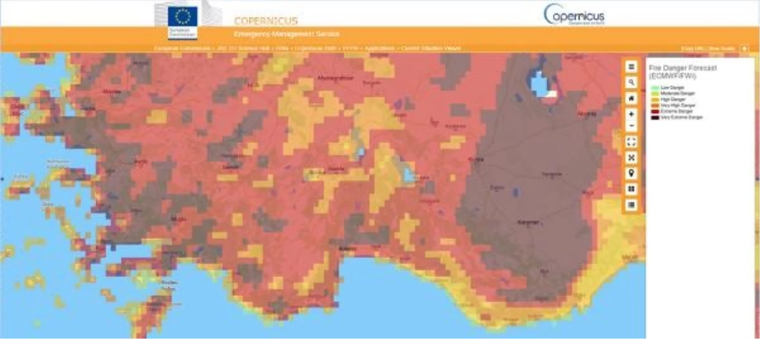 Akdeniz ve Güney Ege\'de Orman Yangınları İçin Tehlike Haritası Yayımlandı