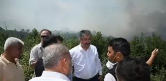 Vali Yılmaz, yangın bölgesinde incelemelerde bulundu