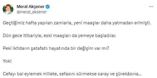 Akaryakıta gelen ÖTV zammına Akşener'den zehir zemberek tepki: Eski maaşları da yemeye başladılar Akaryakıta gelen ÖTV zammına Akşener'den zehir zemberek tepki: Eski maaşları da yemeye başladılar