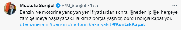 Akaryakıta yapılan ÖTV zammı sosyal medyayı ayağa kaldırdı! 'KontakKapat' etiketi kısa sürede TT oldu