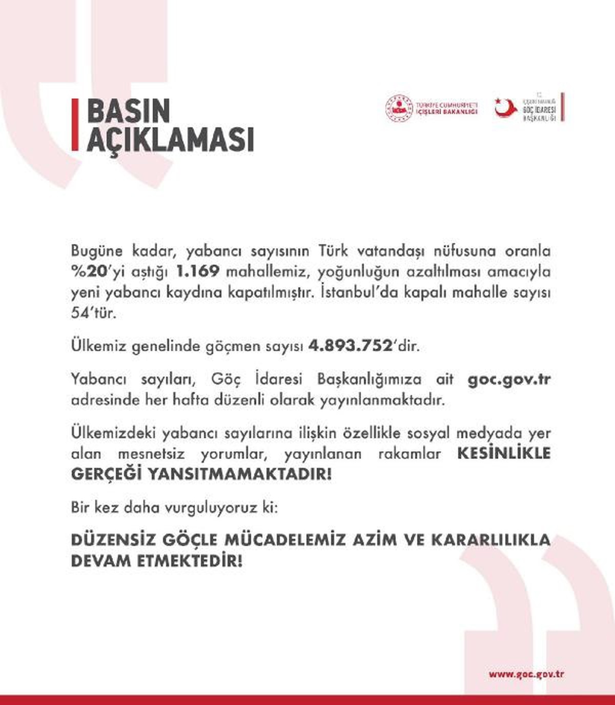 Türkiye\'deki Göçmen Sayısı 4 Milyon 893 Bin 752