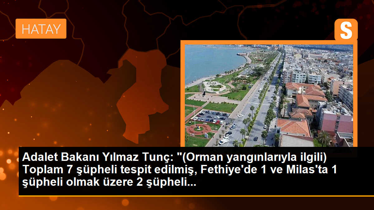 Adalet Bakanı Yılmaz Tunç: "(Orman yangınlarıyla ilgili) Toplam 7 şüpheli tespit edilmiş, Fethiye\'de 1 ve Milas\'ta 1 şüpheli olmak üzere 2 şüpheli...