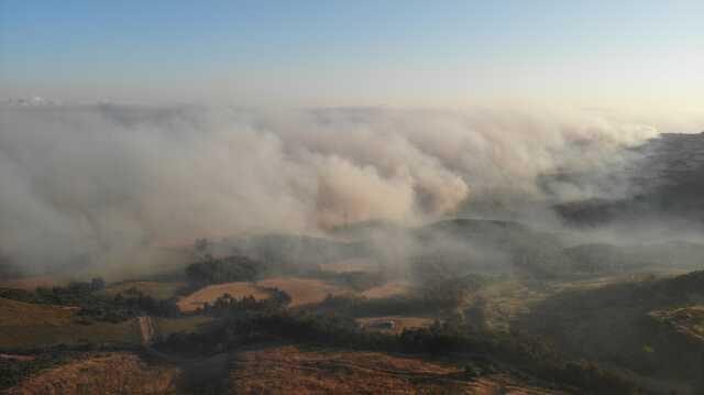 Çanakkale'de rüzgarın etkisiyle yayılan orman yangını kontrol altına alınmaya çalışılıyor
