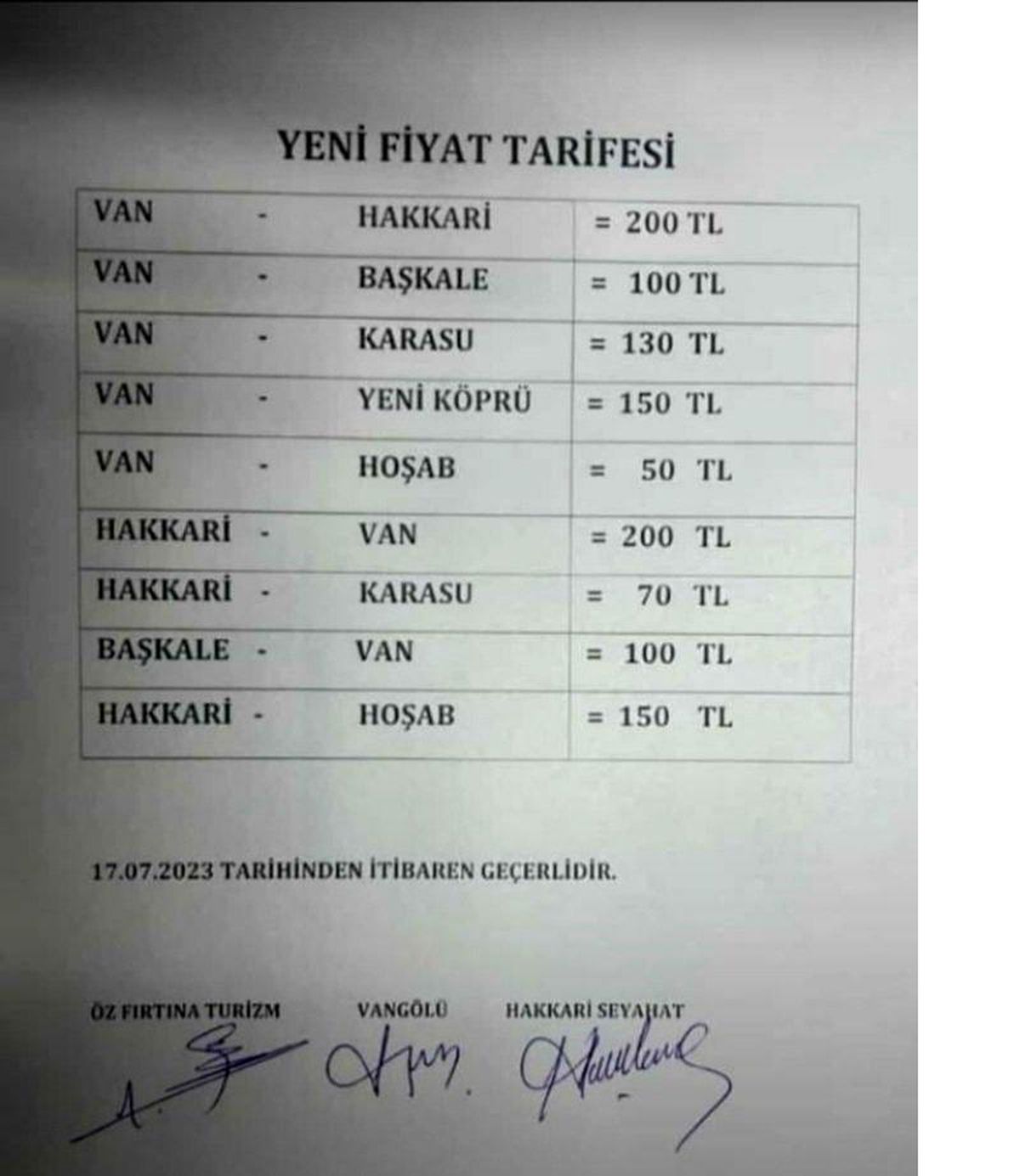 Hakkari-Van arasında yolcu ücretleri yükseldi