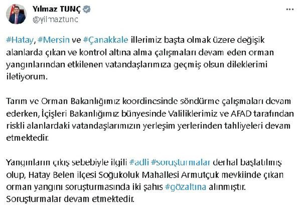 Orman Yangınlarına İlişkin Soruşturma Başlatıldı; 2 Gözaltı