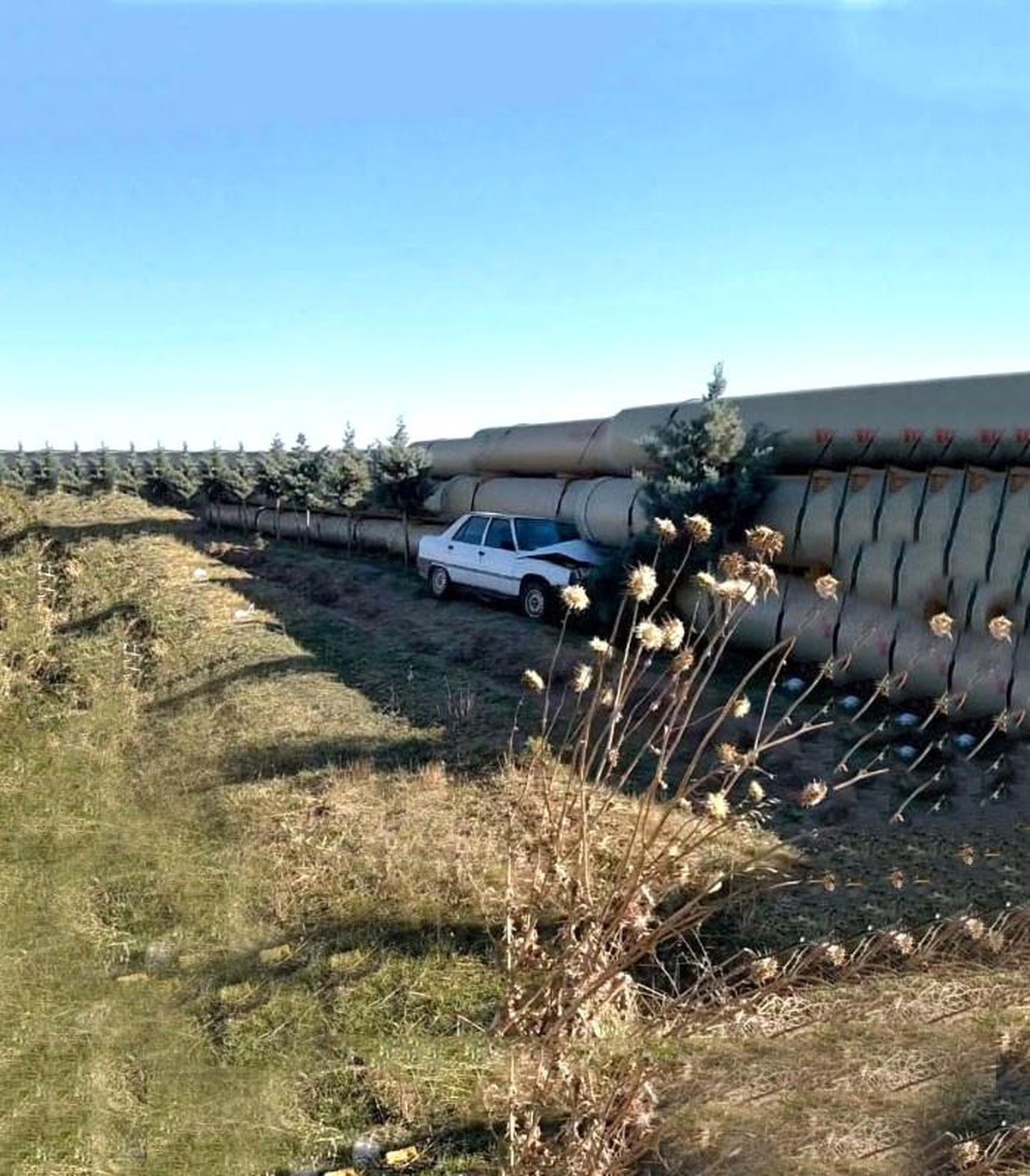 Tekirdağ Muratlı\'da Borulara Çarpan Otomobilin Sürücüsü Yaralandı