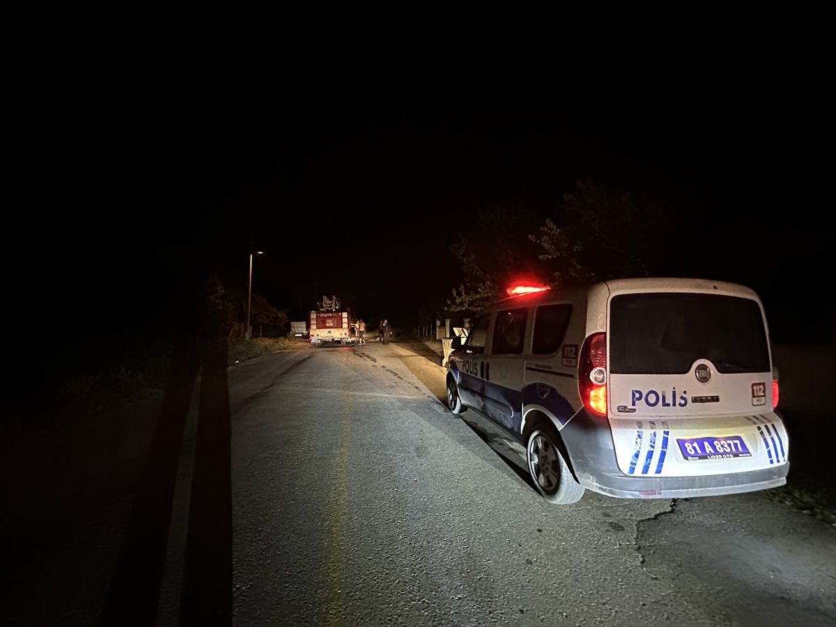 Düzce\'de park halindeki kamyonet alev aldı