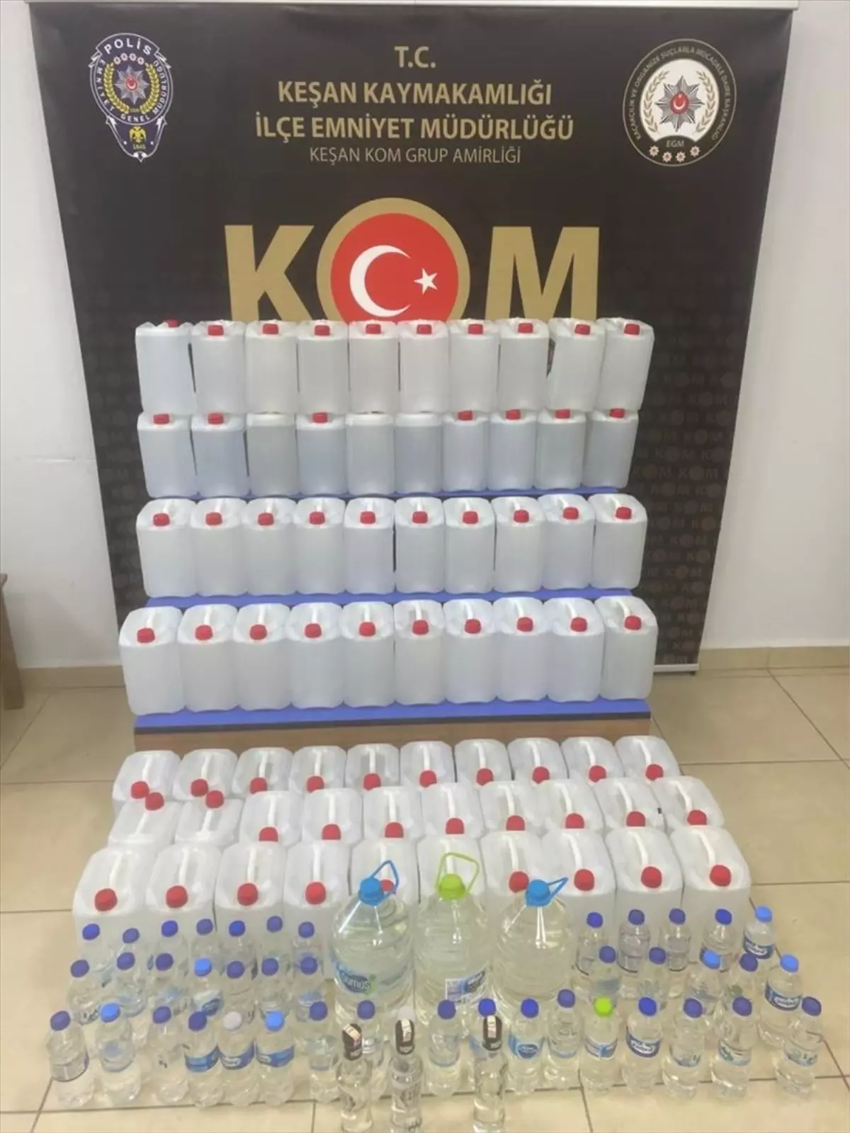 Keşan\'da 387 litre sahte içki ele geçirildi