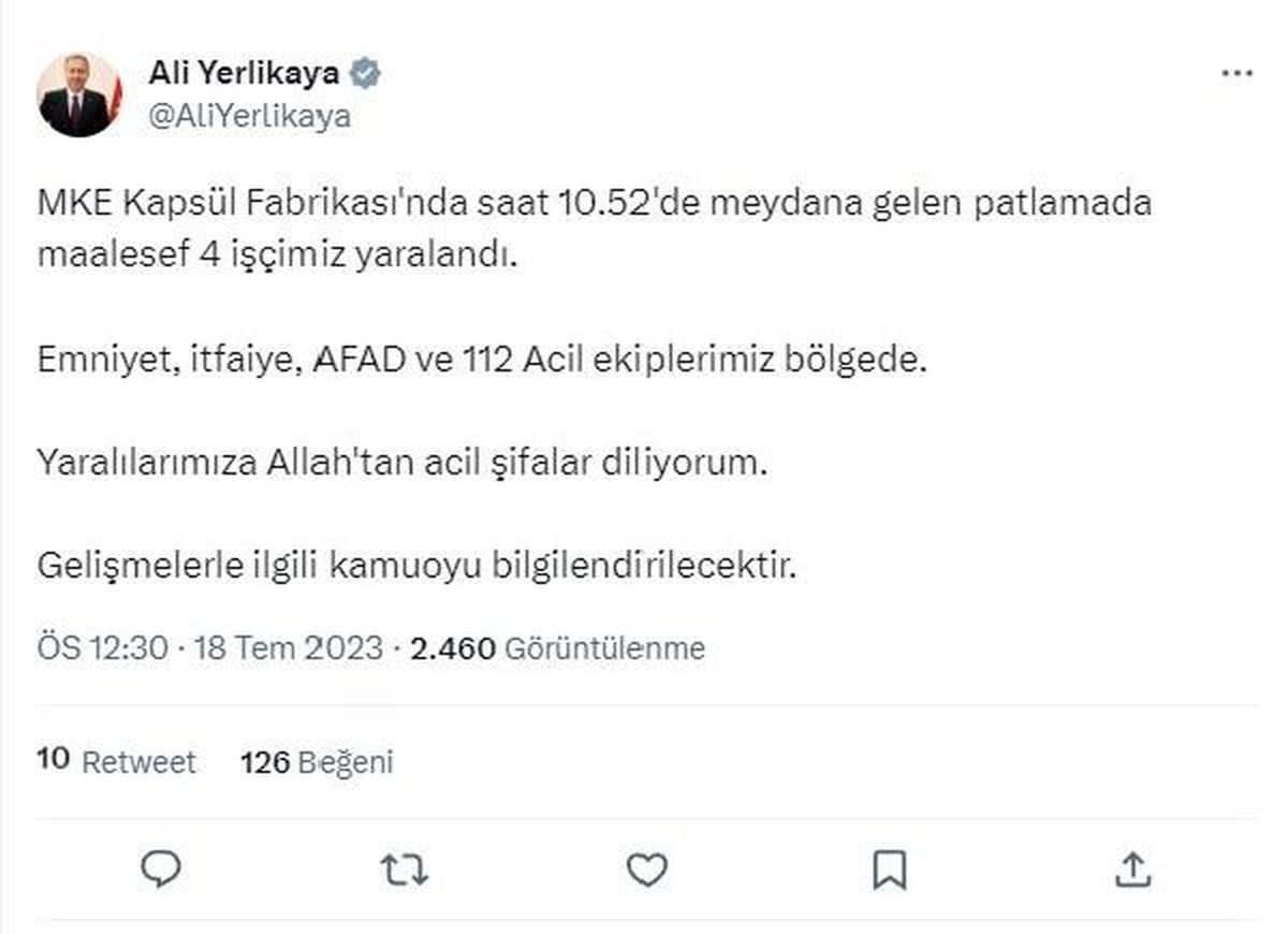 MKE Kapsül Fabrikası\'nda Patlama: 4 İşçi Yaralandı