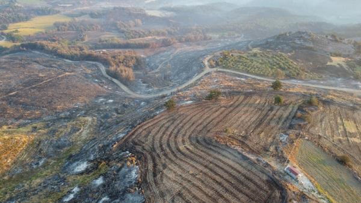 Çanakkale\'deki Orman Yangını Dron İle Havadan Görüntülendi