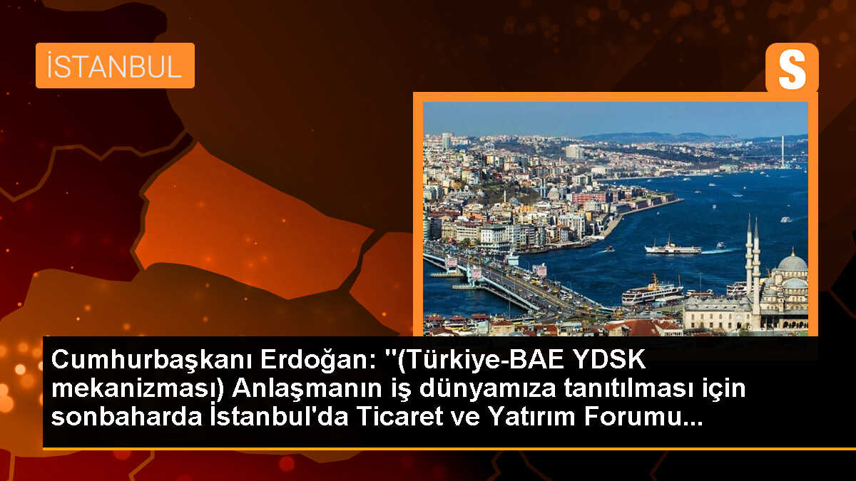 Cumhurbaşkanı Erdoğan: "(Türkiye-BAE YDSK mekanizması) Anlaşmanın iş dünyamıza tanıtılması için sonbaharda İstanbul\'da Ticaret ve Yatırım Forumu...