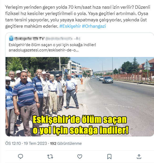 Orhangazi Mahallesi sakinleri ölüm saçan yol için üst veya alt geçit istiyor Orhangazi Mahallesi sakinleri ölüm saçan yol için üst veya alt geçit istiyor
