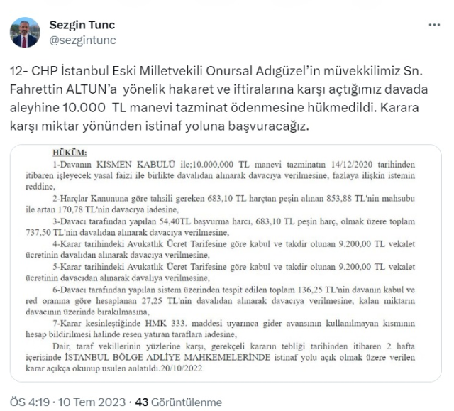 Fahrettin Altun, CHP milletvekillerinden manevi tazminat kazandı