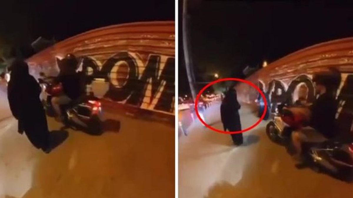 Çarşaflı kadınların üzerine motosiklet süren 2 kişi yakalandı