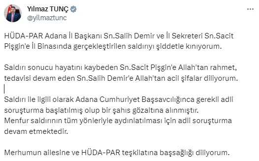 HÜDA PAR saldırısının ardından Bakan Yerlikaya duyurdu: Şüpheli şahıs yakalanıp gözaltına alındı HÜDA PAR saldırısının ardından Bakan Yerlikaya duyurdu: Şüpheli şahıs yakalanıp gözaltına alındı