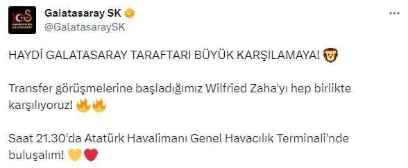 Tek bir istekleri var! Galatasaray, Zaha için taraftarlarına çağrı yaptı
