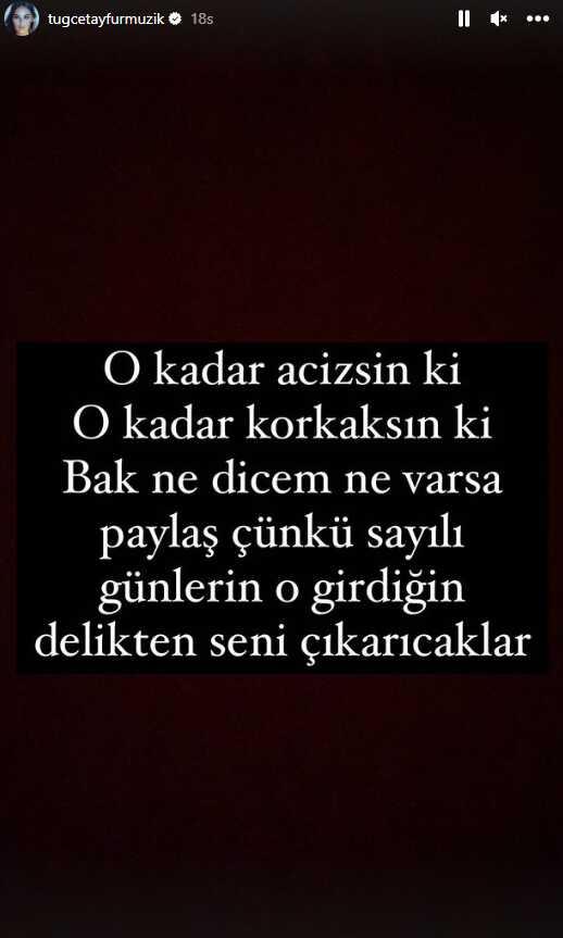 Tuğçe Tayfur'dan 'Elimde özel görüntülerin var' diyen eski nişanlıya gözdağı: Sayılı günlerin. O girdiğin delikten seni çıkaracaklar