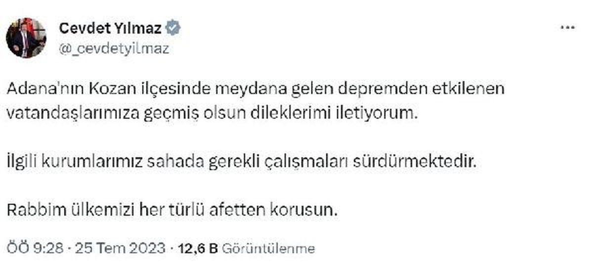 Cumhurbaşkanı Yardımcısı Yılmaz\'dan Deprem Açıklaması