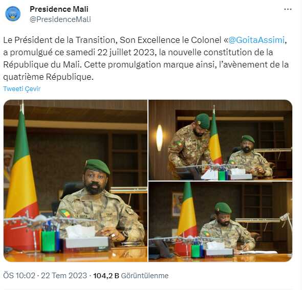Fransız askerlerini ülkesinden kovan Mali yeni anayasasına kavuştu! Masadaki Bayraktar mesajı dikkat çekti Fransız askerlerini ülkesinden kovan Mali yeni anayasasına kavuştu! Masadaki Bayraktar mesajı dikkat çekti