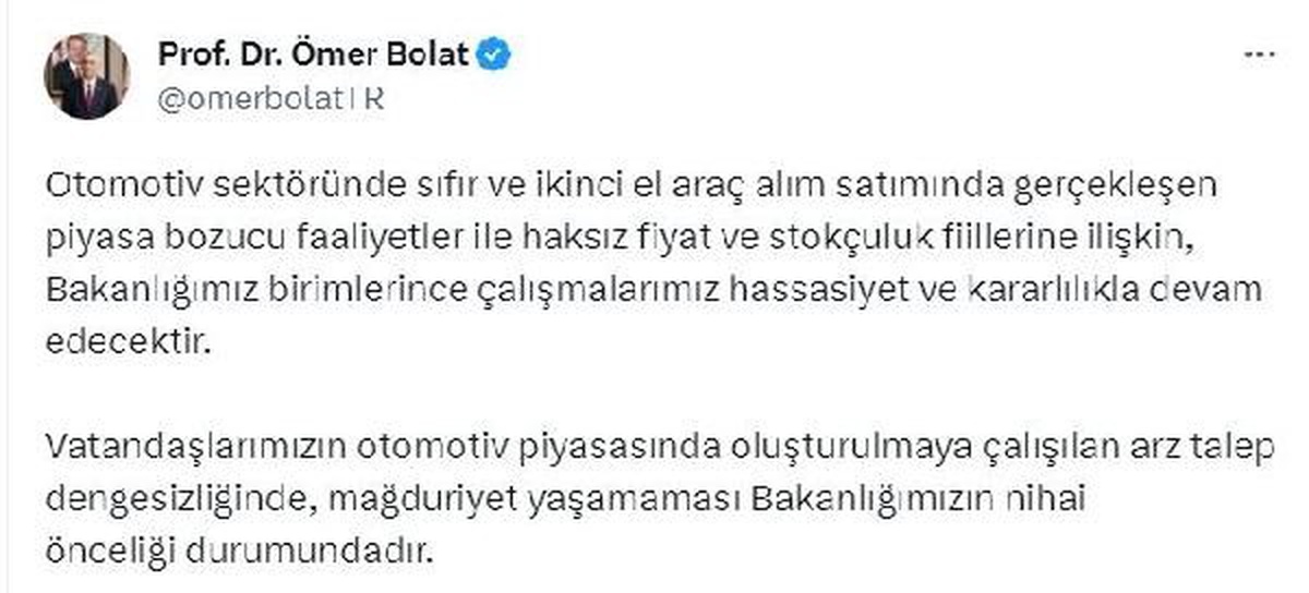 Otomotiv Sektöründe Haksız Fiyat ve Stokçulukla Mücadelede Ceza Uygulamaları