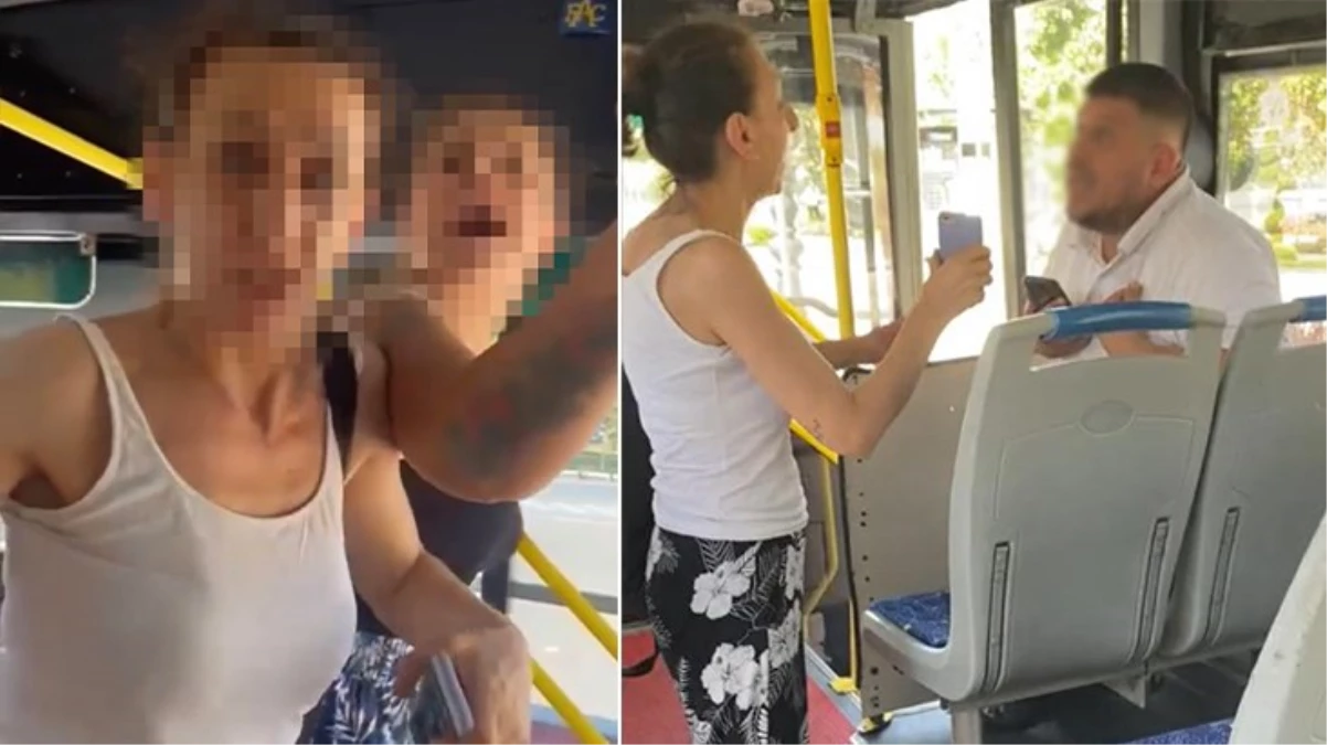 Pitbull ile belediye otobüsüne binmek için olay çıkartan kadın şoföre saldırdı