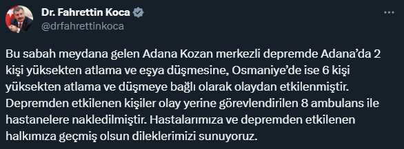 Son Dakika! Güne 5.5'lik sarsıntıyla uyanan Adana, bu kez de 4.4'lük depremle sallandı Son Dakika! Güne 5.5'lik sarsıntıyla uyanan Adana, bu kez de 4.4'lük depremle sallandı