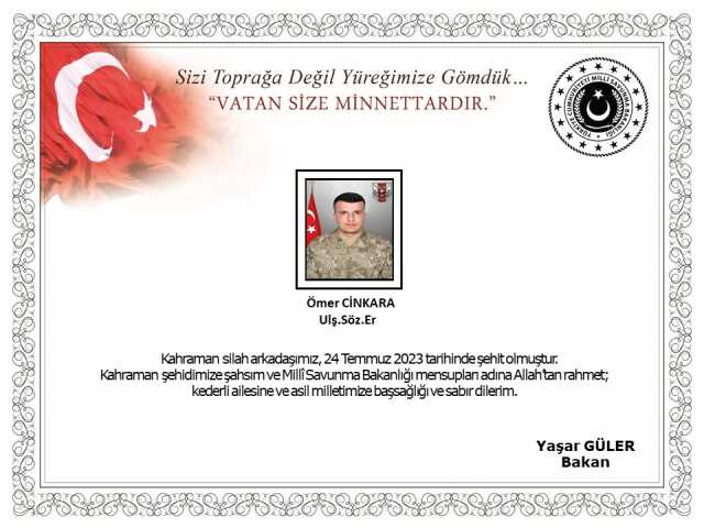 Van'ın Özalp ilçesinde silah kazası sonucu bir asker şehit oldu Van'ın Özalp ilçesinde silah kazası sonucu bir asker şehit oldu