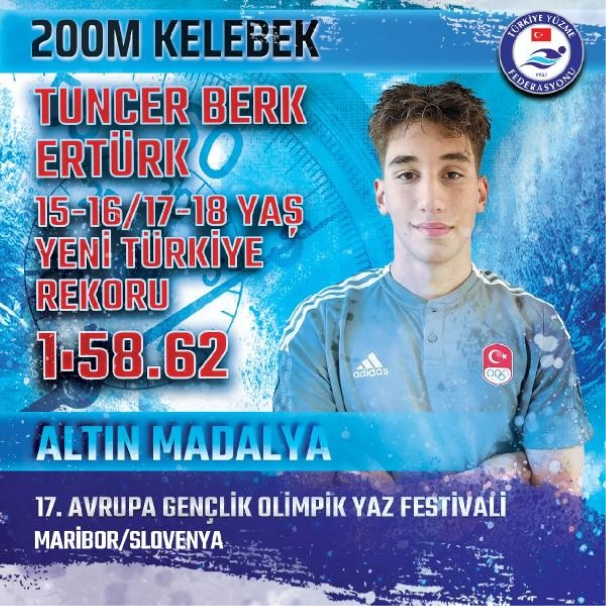 Berk Tuncer Ertürk, 200 Metre Kelebek Yarışında Altın Madalya Kazandı