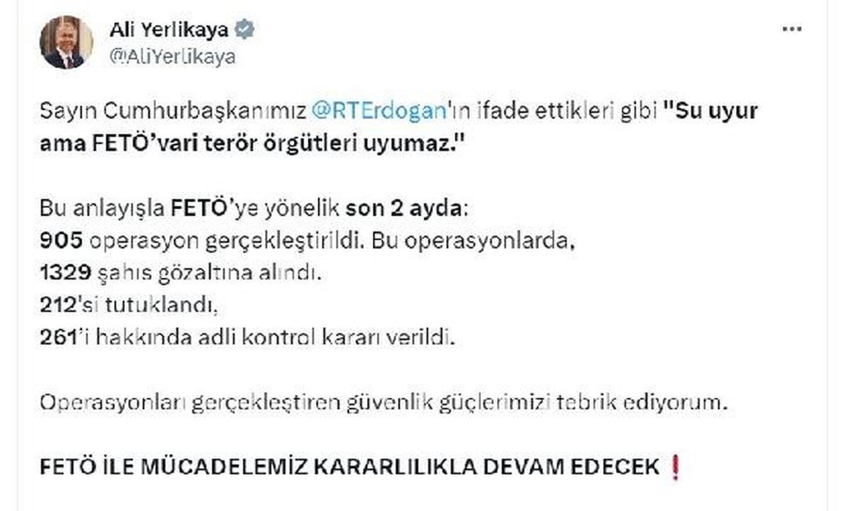 Son 2 Ayda FETÖ\'ye Yönelik 905 Operasyon Düzenlendi