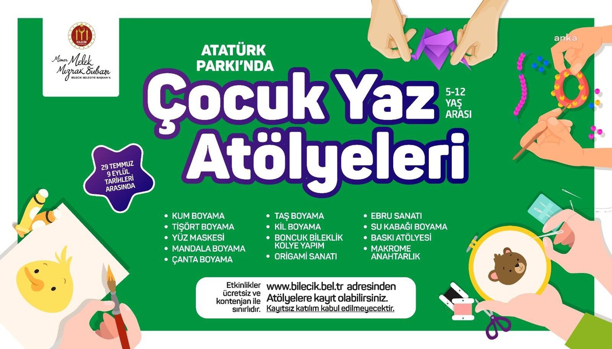 Bilecik Belediyesi Çocuk Yaz Atölyeleri Başlıyor