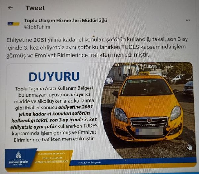 Polisten kaçan taksici tam bir suç makinesi çıktı! İBB bile hakkında tweet bile atmış Polisten kaçan taksici tam bir suç makinesi çıktı! İBB bile hakkında tweet bile atmış
