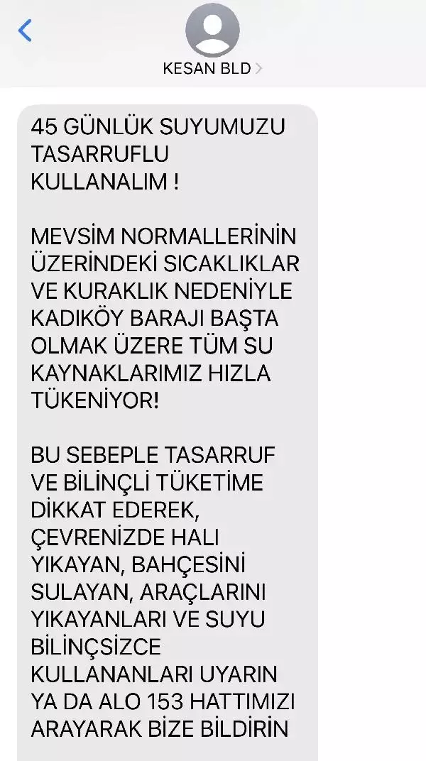 Kentte alarm! 1 aylık suları kaldı, belediye vatandaşları SMS'le uyardı: Halı ve araba yıkayanları bize bildirin