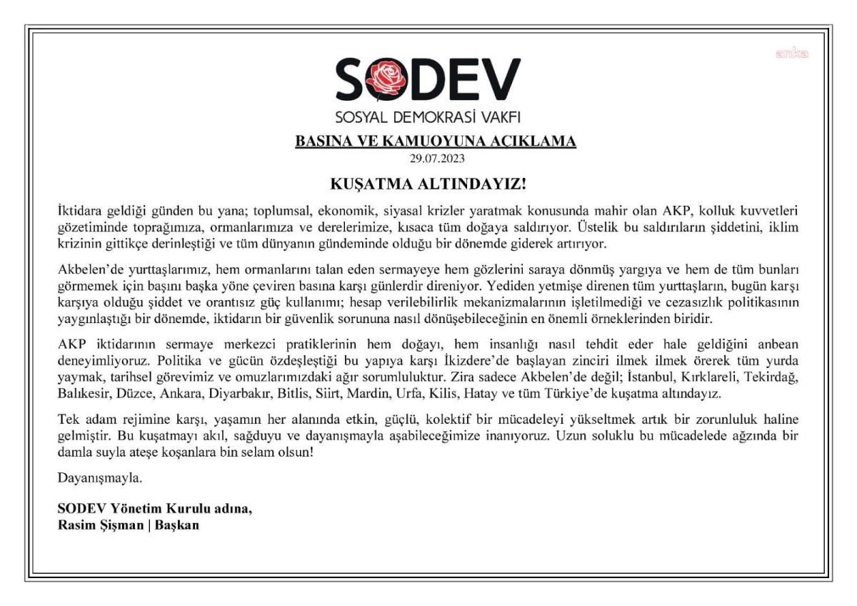 SODEV Başkanı: Ağaç katliamı tüm Türkiye\'yi kuşatma altına aldı