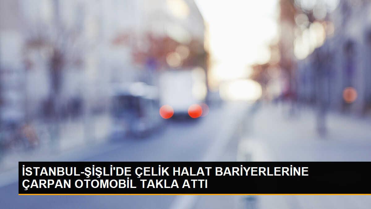 Şişli\'de Otomobil Çelik Halat Bariyerine Saplandı