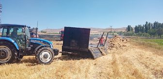 Sivas'ın Gemerek ilçesinde tarlada çıkan yangın 25 dönüm buğday ekili alanda zarara neden oldu