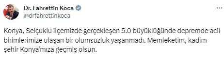 Son Dakika: Konya'da 5 büyüklüğünde deprem meydana geldi Son Dakika: Konya'da 5 büyüklüğünde deprem meydana geldi