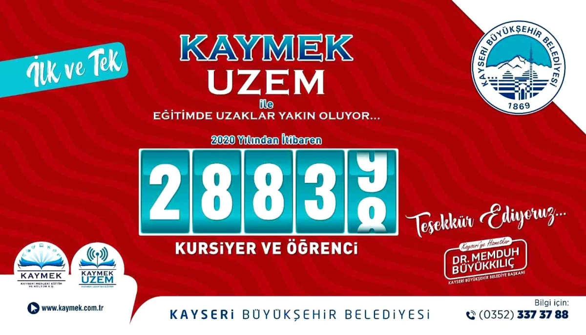 Kayseri Büyükşehir Belediyesi UZEM\'de 28 bin 838 öğrenciye ücretsiz eğitim imkanı sağladı