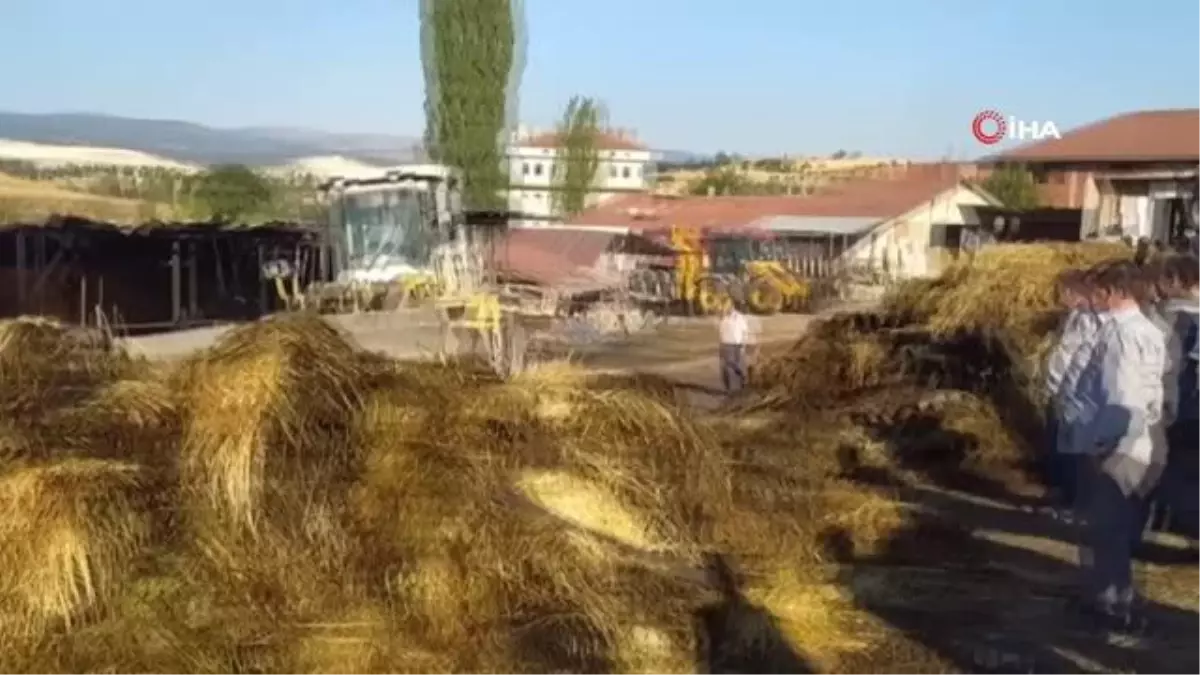 Hisarcık\'ta çıkan yangında 3 büyükbaş hayvan telef oldu, bin 200 balya saman yandı