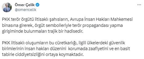 PKK yandaşlarının AİHM'deki skandal eylemine AK Parti Sözcüsü Çelik'ten sert tepki