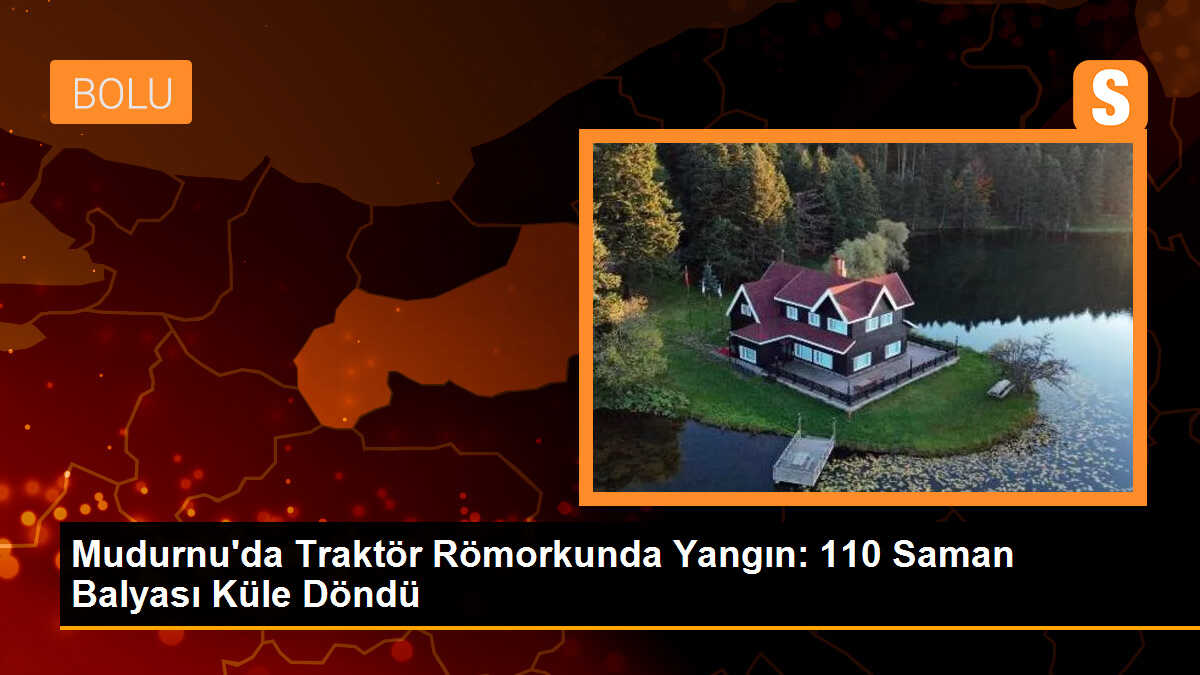 Mudurnu\'da traktör römorkunda çıkan yangında 110 saman balyası küle döndü