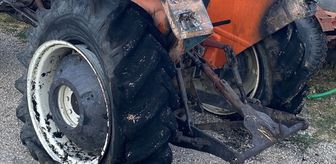 Bolu Mudurnu'da Saman Yüklü Traktörde Yangın Çıktı