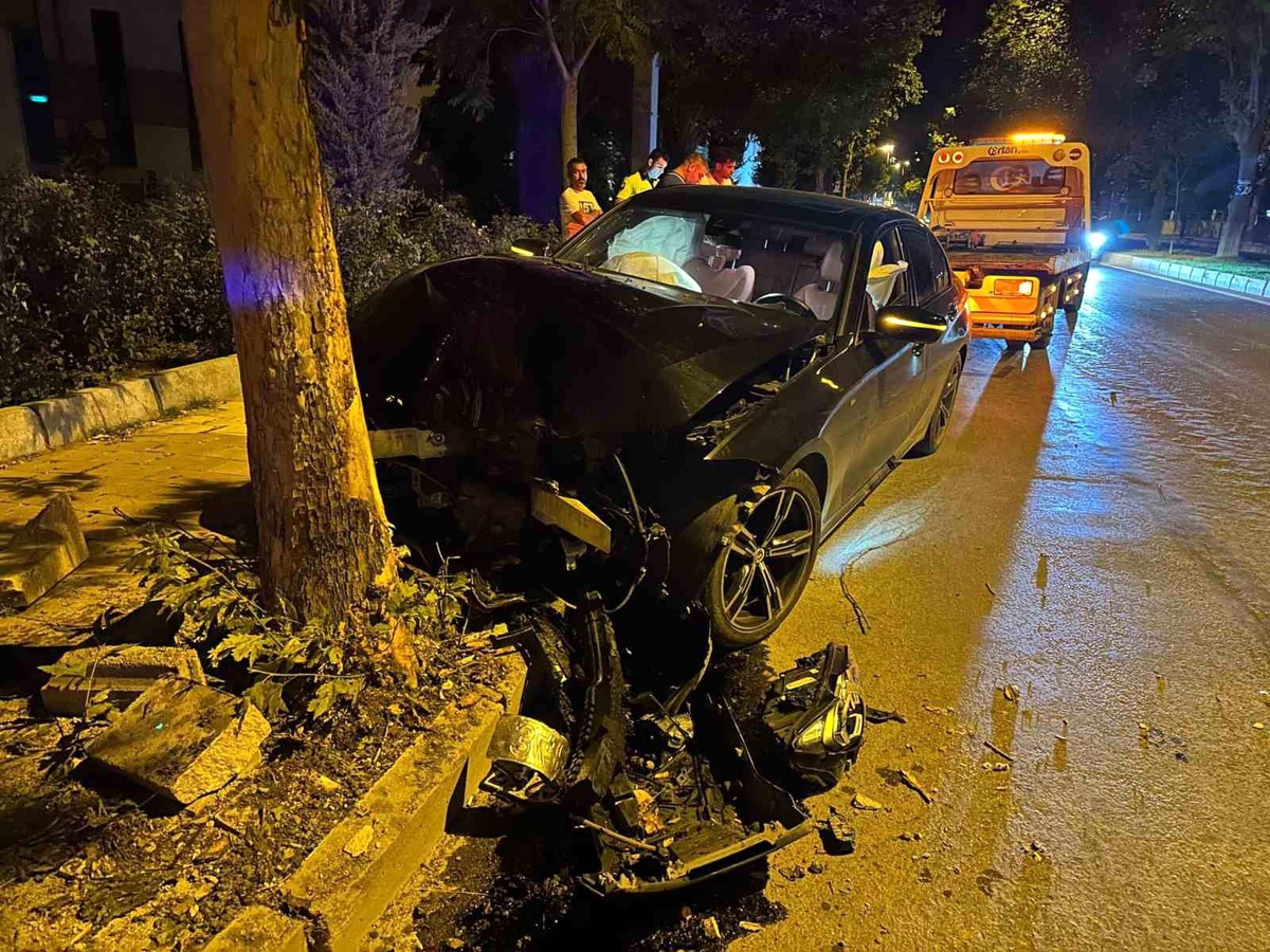 Elazığ\'da Otomobil Ağaca Çarptı: Bir Kişi Yaralandı