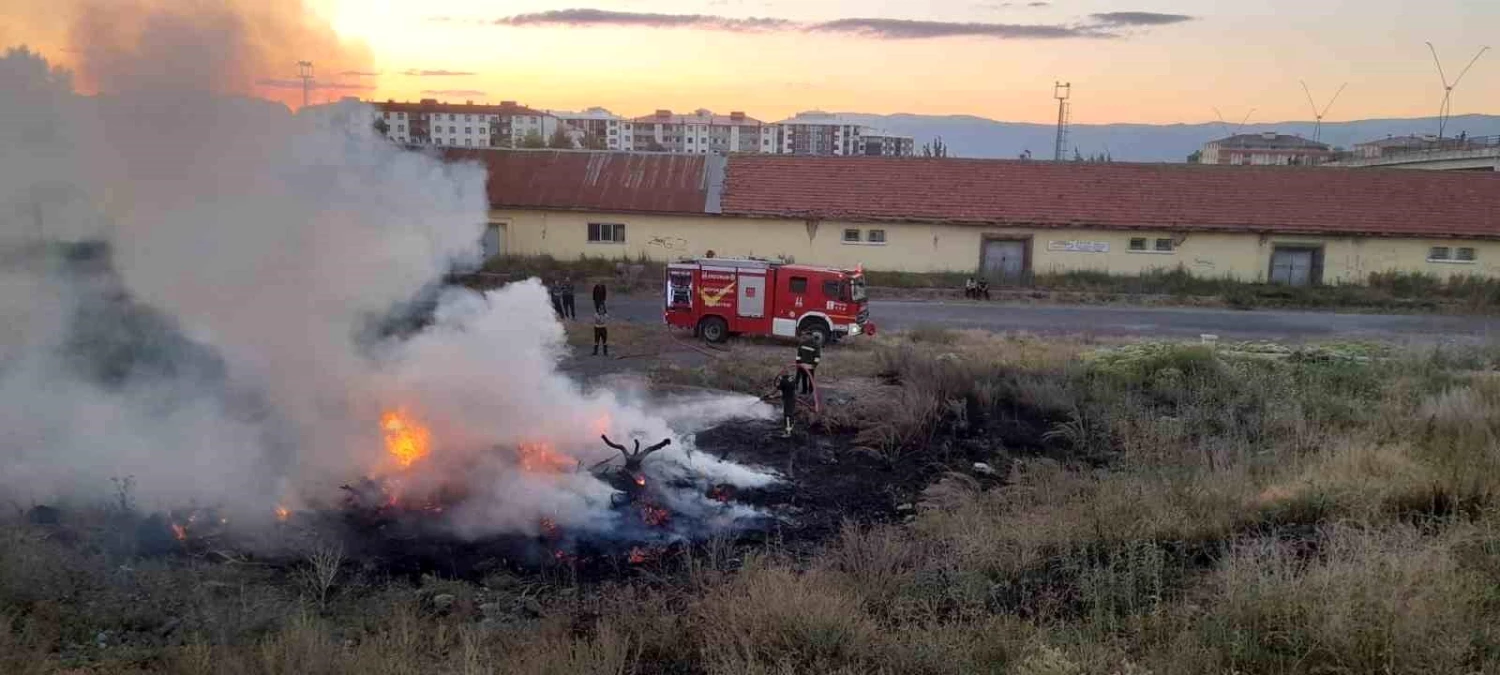 Erzurum\'da Ot Yangını İtfaiye Ekipleri Tarafından Söndürüldü